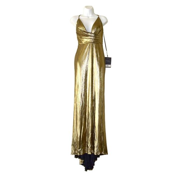 C0 NWT IEENA FOR MAC DUGGAL Metallic Spaghetti Strap Gown Dress Size 10 $338 - Picture 1 of 10